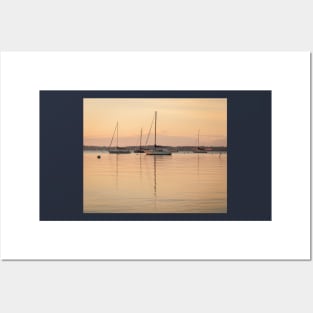 Sunrise Sailboats at Anchor Posters and Art